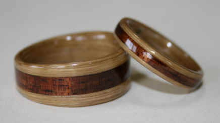 Bamboo Rings with Hawaiian Koa wood inlays from Touch Wood Rings